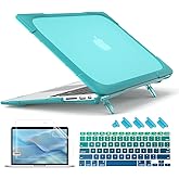 Mektron for MacBook Air 13 inch Case A1466 A1369 (2010-2017 Release), [Heavy Duty] [Dual Layer] Hard Case Cover with TPU+PC Bumper w/Keyboard Cover Screen Protector, Sky Blue