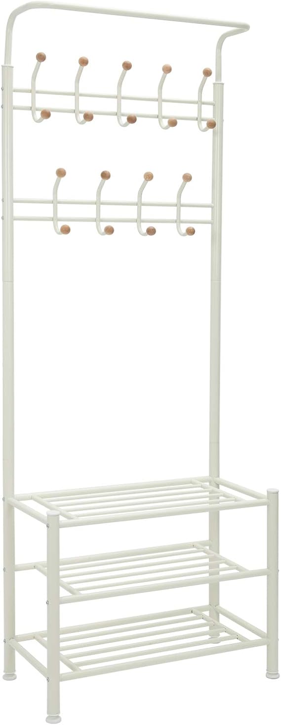 Meerveil Coat Rack With 3Layer Shoe Rack,Wardrobe Entrance Furniture