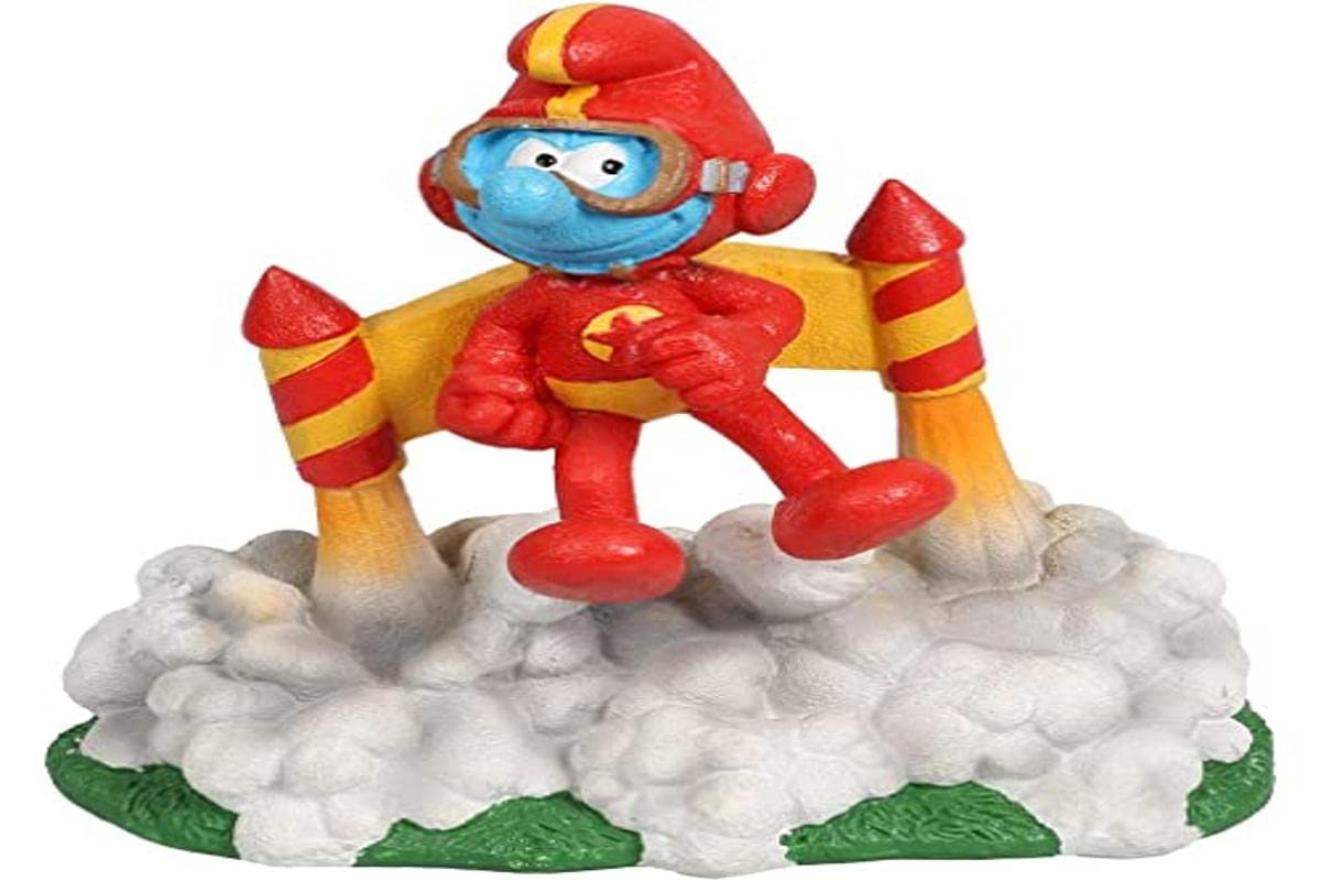 Smurfs AquaDella Aqua Della Jetpack Forest Smurfs Figurine, 11.6 x 7.7 x 11.5 cm, Highly Detailed and Made of Polyester Resin, Non-Toxic and pH Neutral, for Freshwater and Saltwater Aquariums