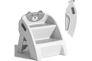 TAVLSHERO Folding Toddler Step Stool for Bathroom and Potty Training,Anti-Slip, Anti-Tip A-Frame Design with 10-Second Setup-Potty 2 Step Stool for Kids