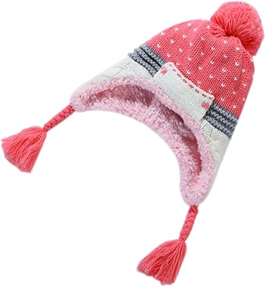 Ohmais Automne Hiver Bonnet De Laine Bebe Oreilles Chapeau Tricot Coeur Pour Bebe Fille Rose Amazon Fr Vetements Et Accessoires