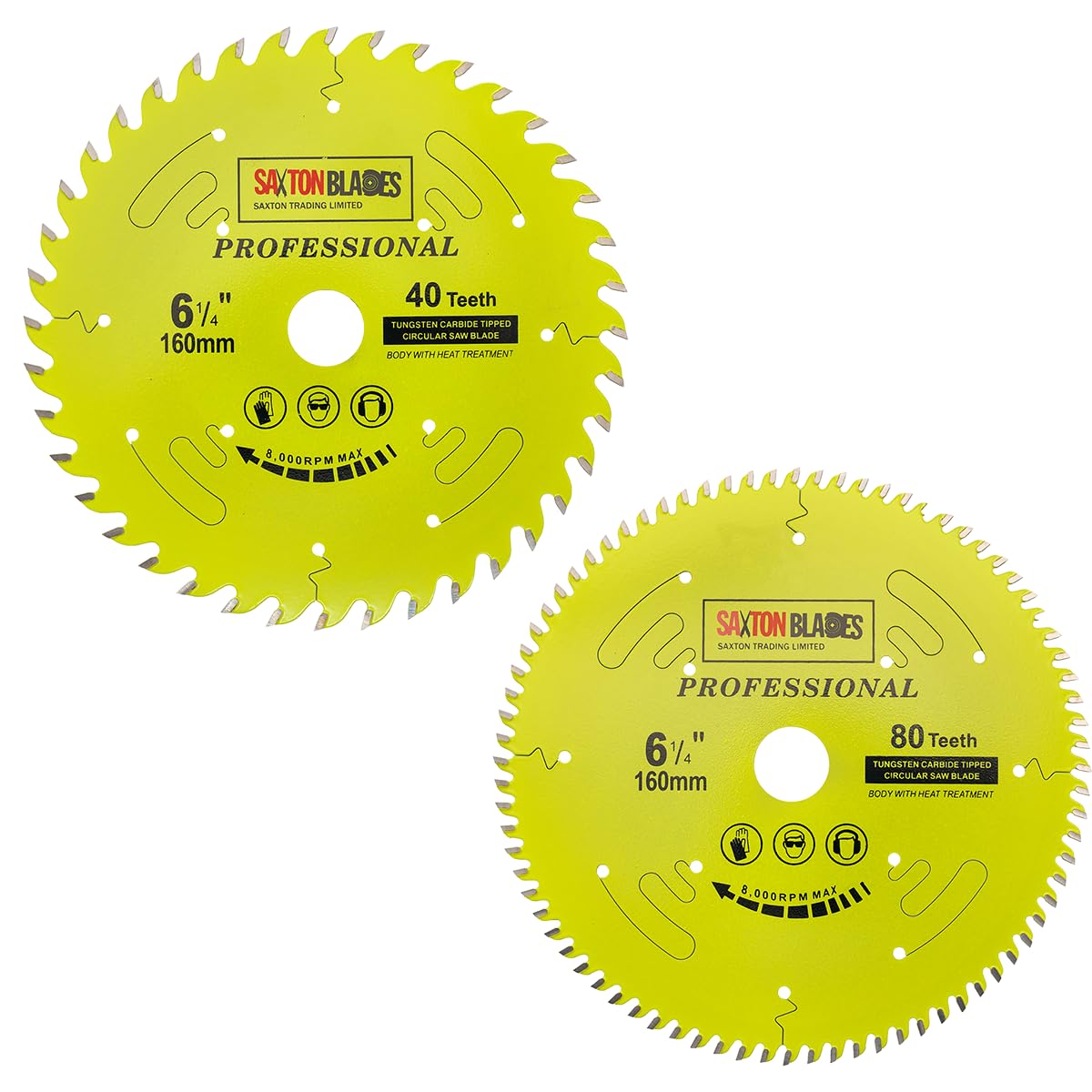 TCT160MXAPRO Saxton Professional Range TCT Circular Saw Blade 160mm 40 and 80T x 20mm Bore, 16mm Ring Compatible with Festool TS55 Bosch Makita Dewalt etc (Pack A)