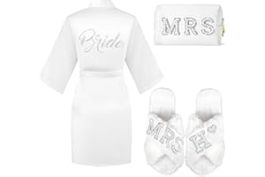 TKIFODA Personalized Initial Wedding Bride Slippers, Bride to Be Gifts, Bridal Shower Gifts, MRS Makeup Bag