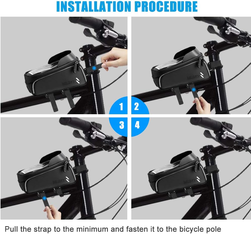 Bicycle Front Frame Bags, Waterproof Cycling Phone Mount Touch Screen Bike Phone Front Frame Bag with Sun Visor Large Capacity Compatible with iPhone 7plus 8plus X XS Max XR : Sports & Outdoors
