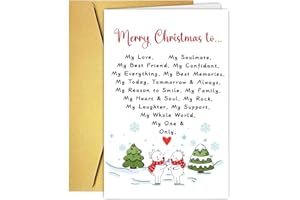 UUEFKTN Romantic Merry Christmas Card Gift for Husband Wife Boyfriend Girlfriend Fiance Fiancee, Cute Christmas Card&Gift for Partner Him Her, Love You Xmas Anniverasry Cards for Women Men