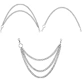 Psyqtsuary 3 Pieces Jeans Chains Wallet Pocket Belt Hip Hop Pants Chain Metal Pants Chain with Lobster Clasps Pocket Chains Biker Trouser Accessory Jewelry Gift for Men Women (Silver)