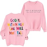 Sulayesh Christian God Is Within Her Sweatshirts Women Jesus Faith Bible Verse Shirts Oversized Inspirational Hoodie Pullover