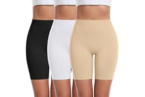 FRESBEIT 3 Pack Slip Shorts for Women Under Dress Comfortable Smooth Boyshorts Panties Biker Shorts