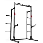 CAP Power Rack with Pull-Up Bar &amp; Attachments, 500lb Capacity, Gray | 6 Plate Holders, 2 Safety Catches, Multi-Grip Pull-Up Bar, 11/12-Gauge Steel, 500lb Capacity, Olympic Compatible