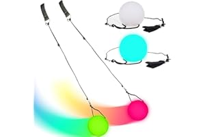 OFKPO One Pair LED Glow POI Juggling Thrown Balls PVC Colorful Ball for Indoor or Outdoor Play