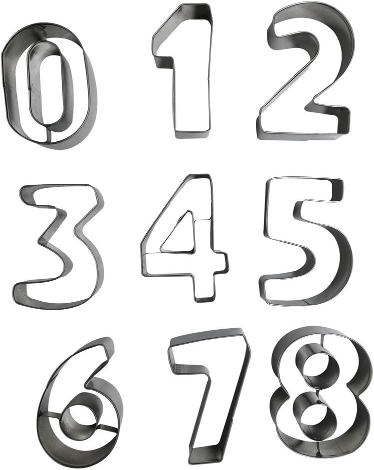 3.2"H Letters Numeral Biscuit Cookie Cutter Mold Set, Cake Jelly Fondant Stamp Impress Embosser (Large Numbers Set) (Numbers)