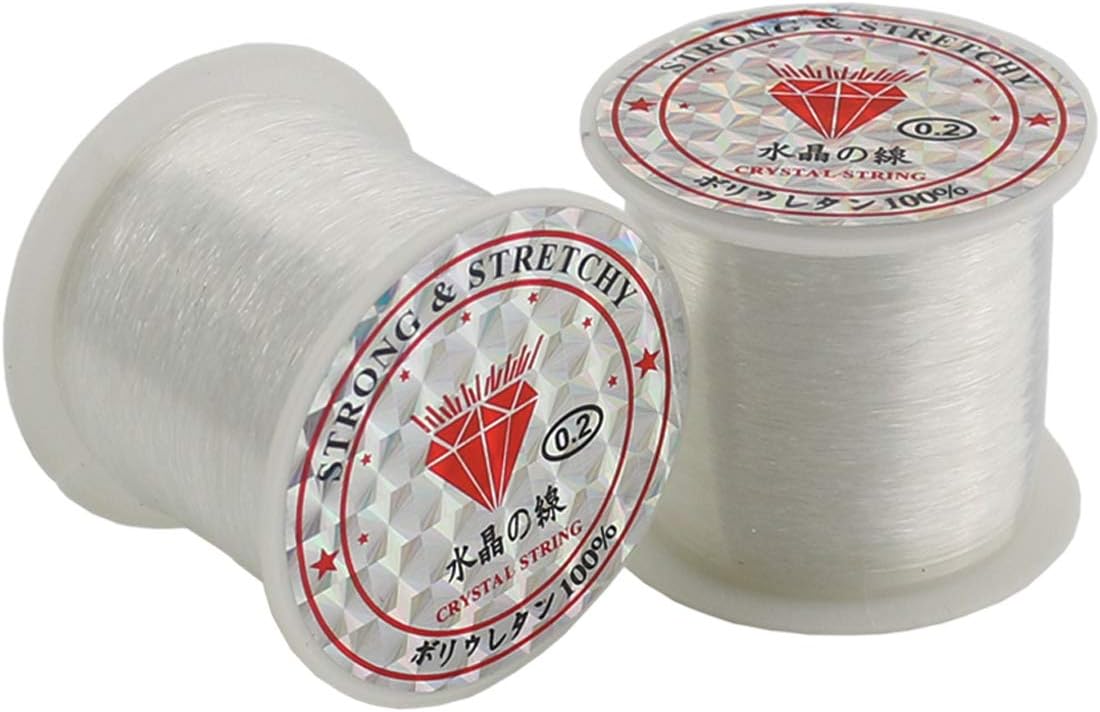 TinaWood 2 PCS 0.2mm Diameter Clear Nylon Fish Fishing Line Spool Beading String