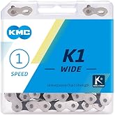KMC Bike Chain K1, Heavy Duty BMX Chain, Unbeatable Strength &amp; Great Looks, Single Speed Chain with Dynamic Configured Plates, High-Load Bicycle Chain, Track Bike Chain, 1/2" X 1/8" - 100 Links