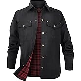 Oweisong Western Shirt Jacket for Men Lightweight Flannel Jackets Plaid Long Sleeve Cowboy Overshirt