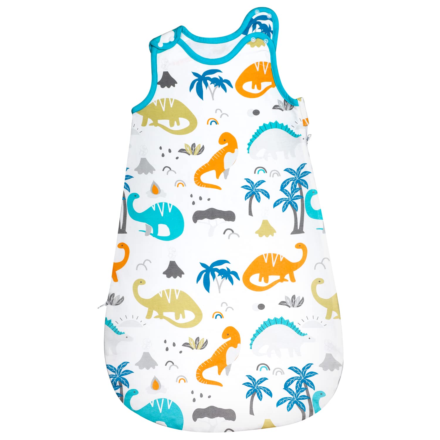 FLYISH DIRECT Sleeping Bag 0.5 Tog, Baby Sleeping Bag Summer, 100% Cotton Sleeping Bag, 0.5 Tog Baby Sleep Sack 36 months, 95cm, Dinosaurs