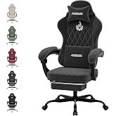 NIONIK Ergonomic Gaming Chair Video Gamer Chairs Gaming Computer Chairs Gamer Chairs for Adults Massage Lumbar Support Swivel Height Adjustable Headrest Backrest Black