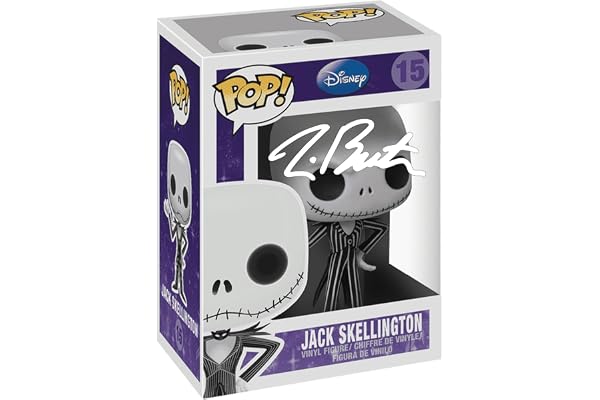 Tim Burton Jack Skellington #15 Facsimile Signed Reprint Laser Autographed Funko POP! Movies NBC Nightmare Before Christmas Figurine with Protector Case