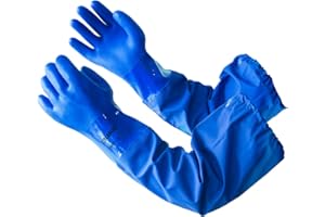 LANON 26" Elbow Length PVC Chemical Resistant Gloves, Heavy-Duty Long Rubber Gloves, Acid, Alkali & Oil Protection, XL