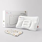 HOAGBaby Toddler Pillow with Pillowcase, Breathable & Cozy Machine Washable Kids Pillow with Pillowcase, 21.6x13.8 Ergonomic Children Pillow for Boys and Girls Aged 3-8 (Rabbit, Height 2)