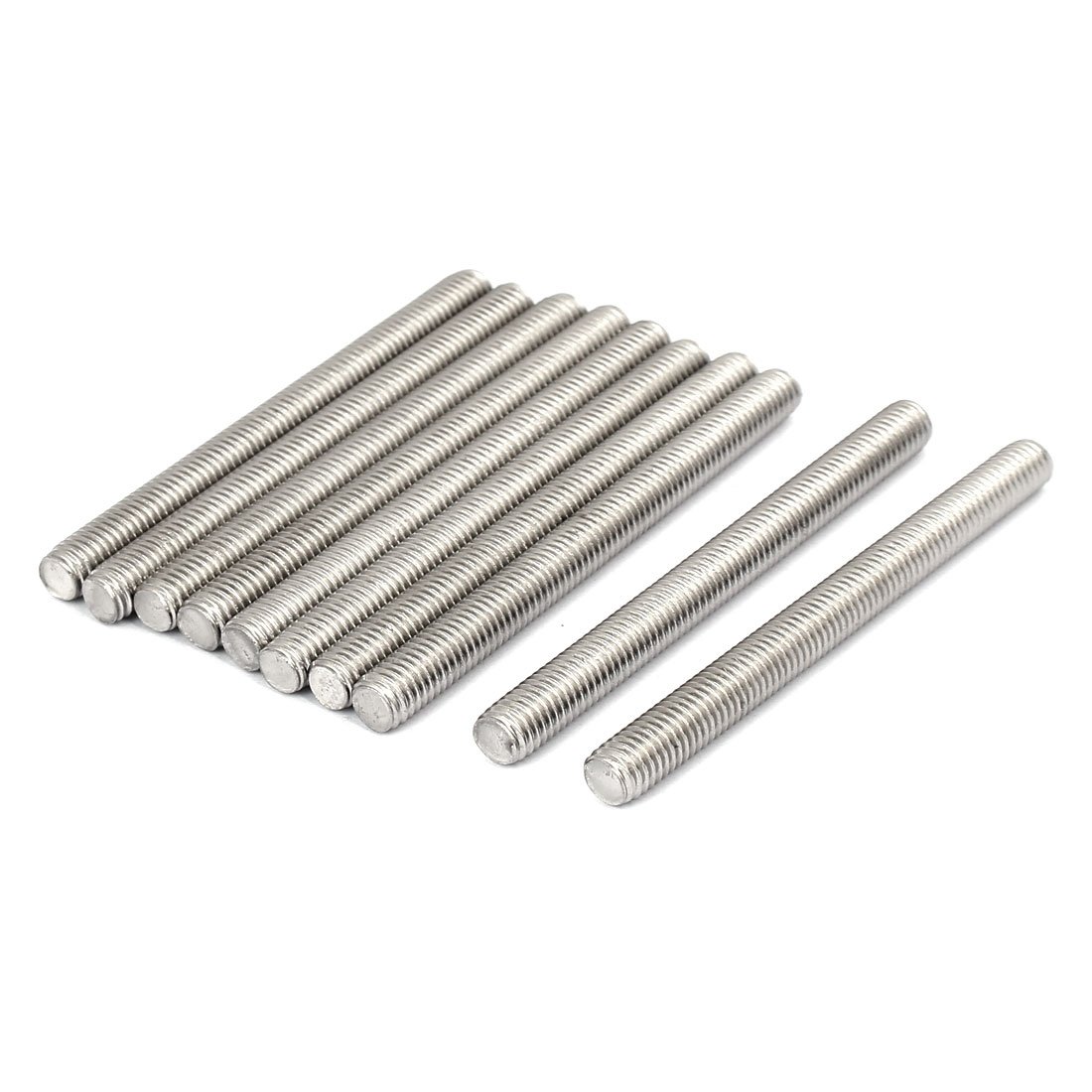 Sourcingmap M8 x 90mm 304 Stainless Steel Fully Threaded Rods Fasteners Silver Tone 10 Pcs