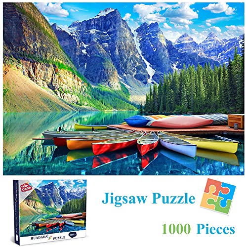 HUADADA Jigsaw Puzzles 1000 Pieces For Adults, Moraine Lake Canoes 1000