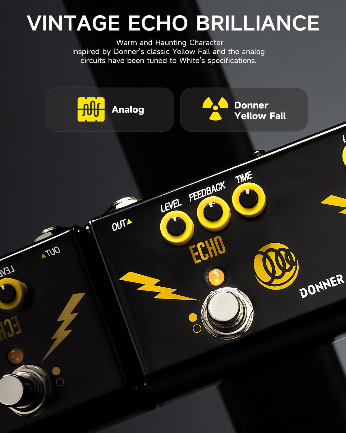 Donner X Third Man Hardware Multi-Effect Pedal, Triple Threat 3-in-1 Analog Guitar Pedal Distortion Phaser Echo Pedal with Adapter for Electric Guitar