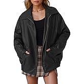 APRROOT Black Leather Jacket Women Oversized Faux Suede Motorcycle Bomber Leather Jackets 2025 Fall Fashion Outfits Winter Clothes Black XXL