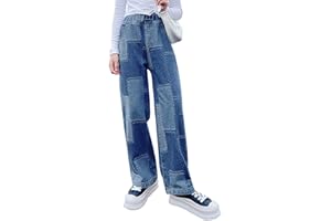 birbyrrly Girls Wide Leg Jeans Kids Baggy Elastic Waist Casual Denim Pants with Pockets