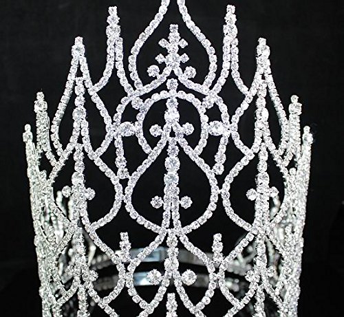 Beauty Queen Crown Tiara Clear Austrian Rhinestone Crystal Pageant Large T1413