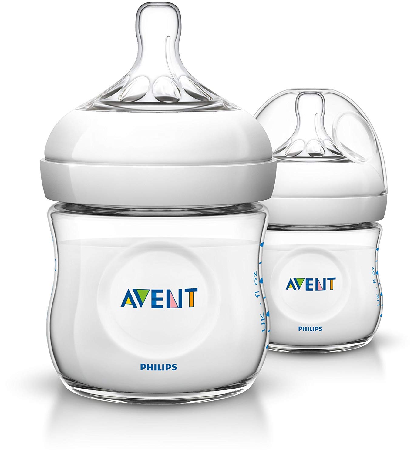Philips Avent 125ml Natural Feeding Bottle for Newborn (Transparent, Pack of 2)