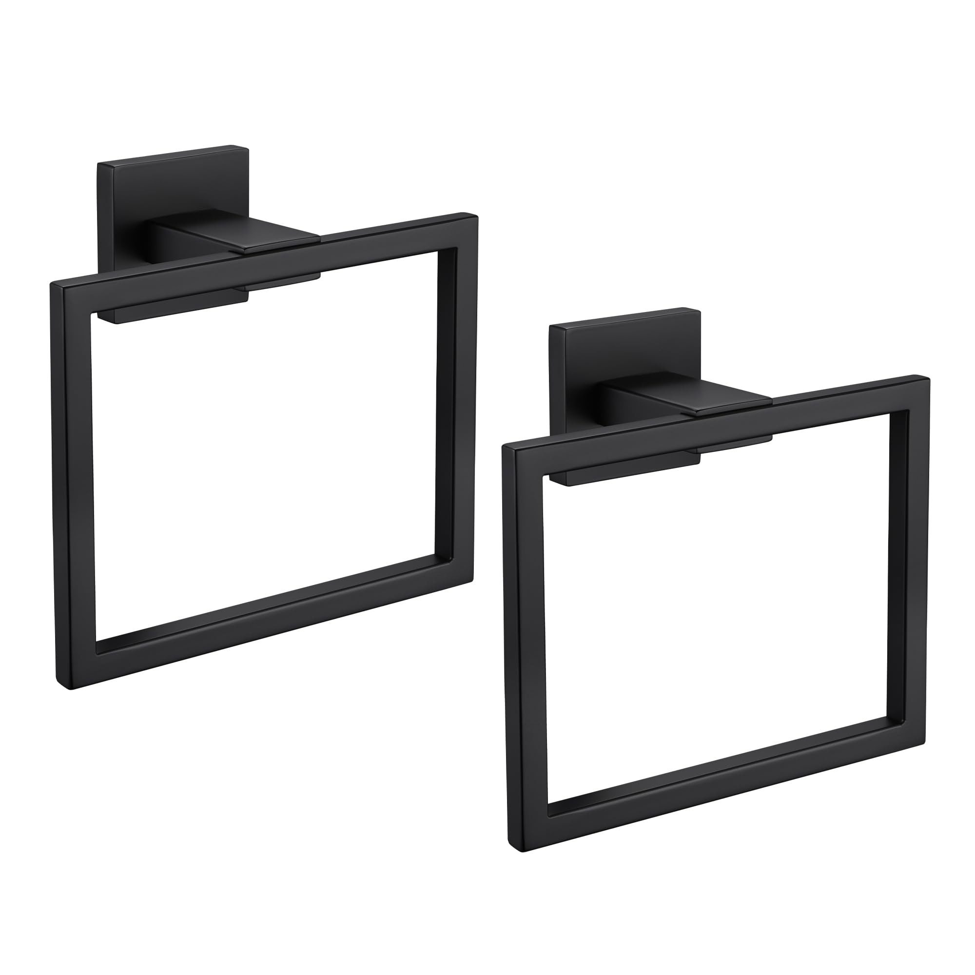 Photo 1 of LANC Hand Towel Rings for Bathroom Wall Mount Matte Black Square Hand Towel Holder Command Towel Hanger for Bathroom Lavatory Towel Holder Stainless Steel Modern Towel Rack Hanger 2 Pack, A8896MB-P2