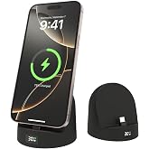 Phone Charging Stand for Samsung/iPhone15/16/17,Charger Stand with USB-C,Charging Station with LED Power Display,Charging Dock for Nightstand Black Silicone