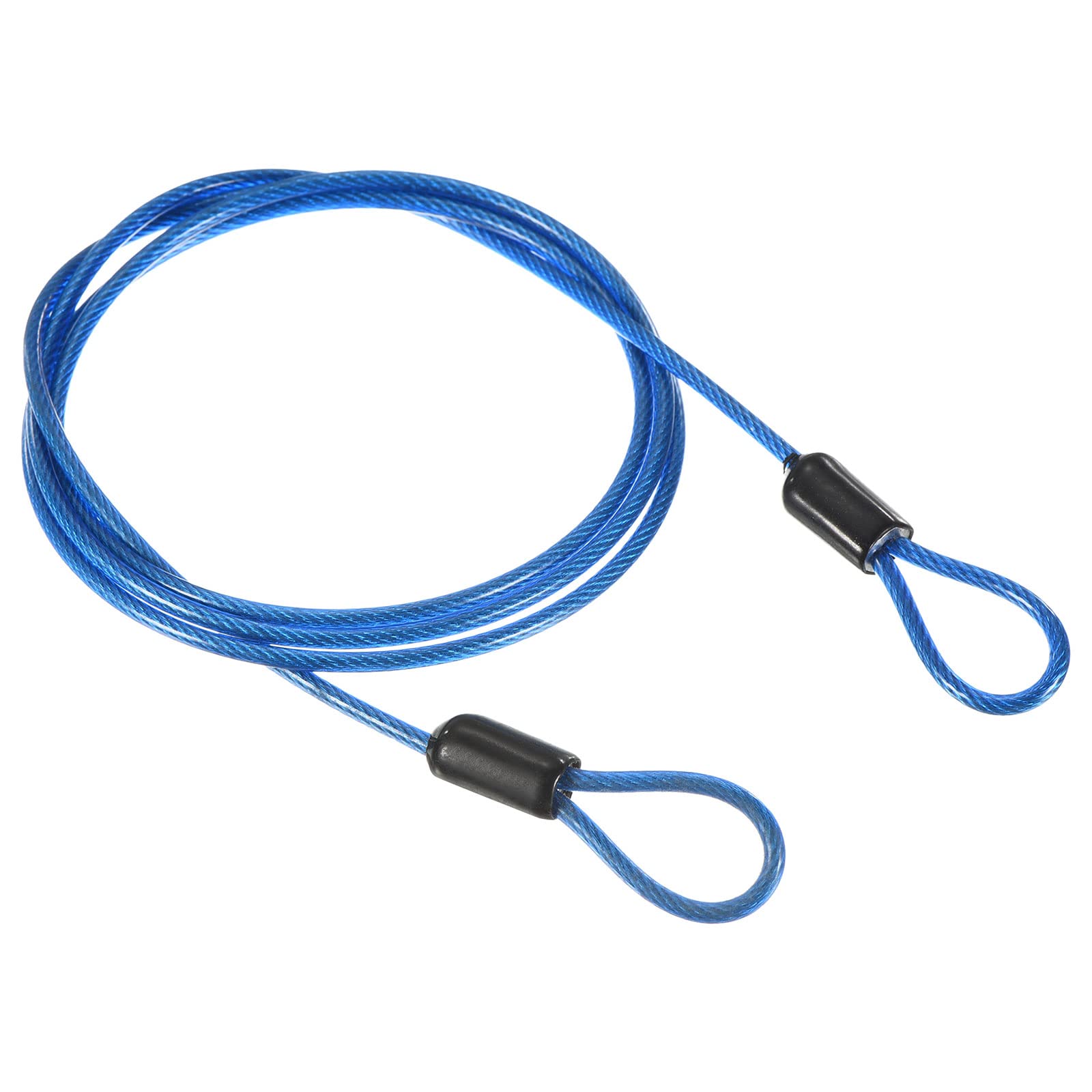 PATIKIL Security Steel Cable 2.5mm x 1m/3.28ft Coated Luggage Lock Wire Rope with Double Loop Blue