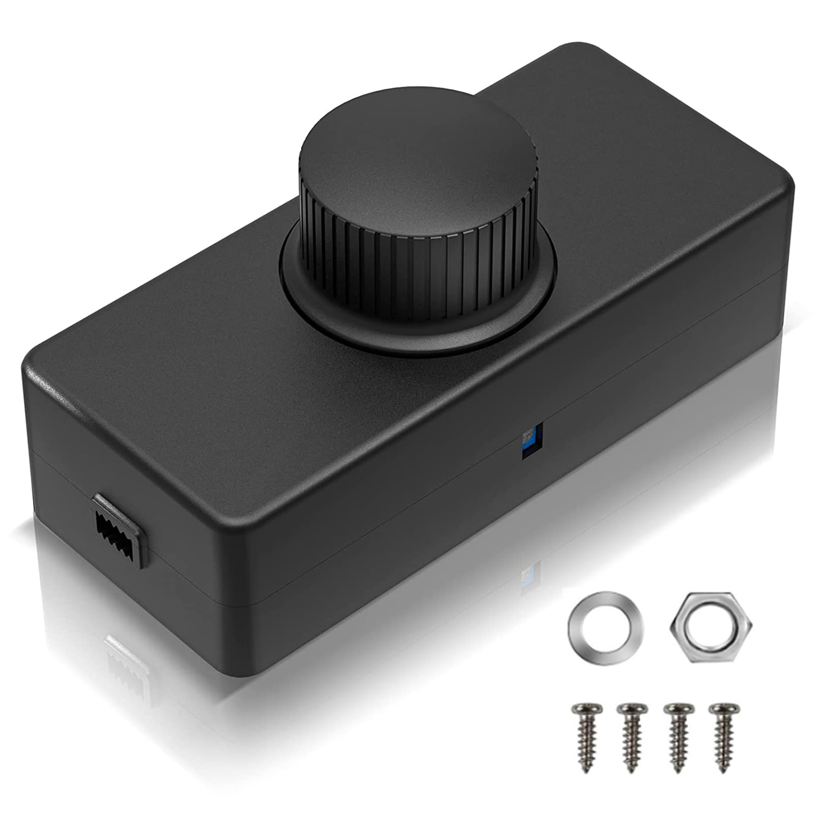 VIPMOON Inline LED Dimmer Switch - 1 Gang 220V-240V Trailing Edge Dimmer with Rotary ON/OFF and Knob Control for 3-100W Dimmable LED/Incandescent/Halogen Bulbs