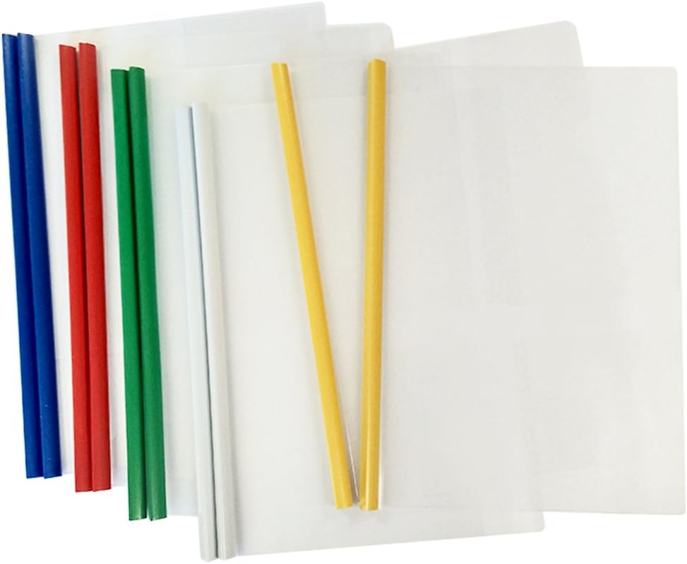 10Pcs Clear Report Covers with U-Type Sliding Bar, 40 Sheet Capacity, Resume Presentation File Clear Folders Organizer School Binder for A4 Size Paper, Random Colors