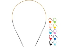 COOWAYZE 16 inch Stainless Steel Circular Knitting Needles US Size 2.5(3mm), Metal Round Knitting Needle with Magic Loop for Beginners, Fixed Circle Needles for Sock, Christmas Stockings, Hats, Booties