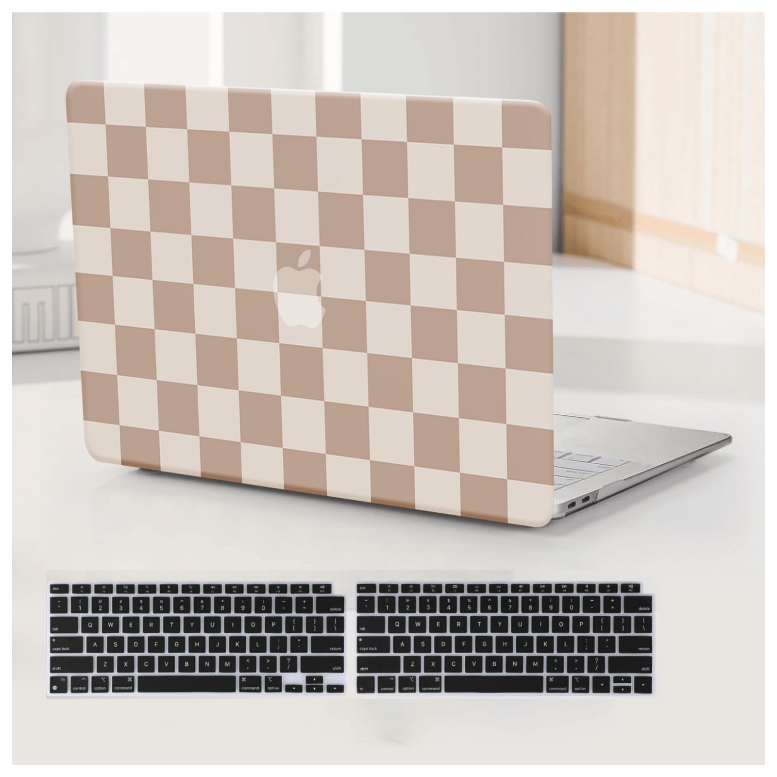 Photo 1 of BYCeKe Compatible with MacBook Pro 13 inch Case M2 2024, 2023, 2022-2016 A2338 M1 A2251 A2289 A2159 A1989 A1708 A1706, Checkered Textured Cream Plastic Hard Shell & Keyboard Cover, Checkerd Neutral