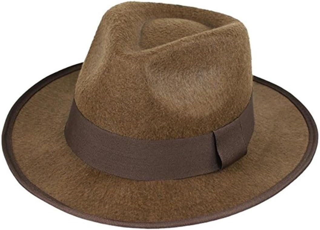 luyaoyao Indiana Jones Men's Felt Outback Fedora with Grosgrain Brown