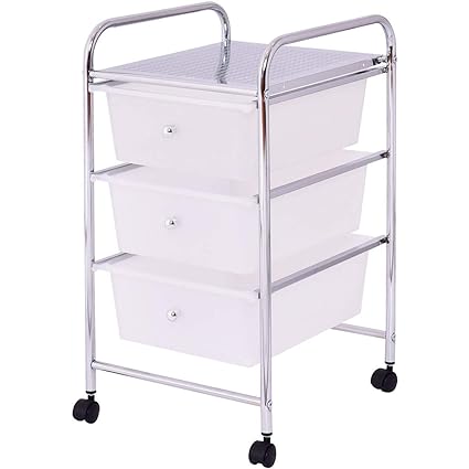 Amazon Com Dayanaprincess 3 Drawers White Metal Rolling Storage