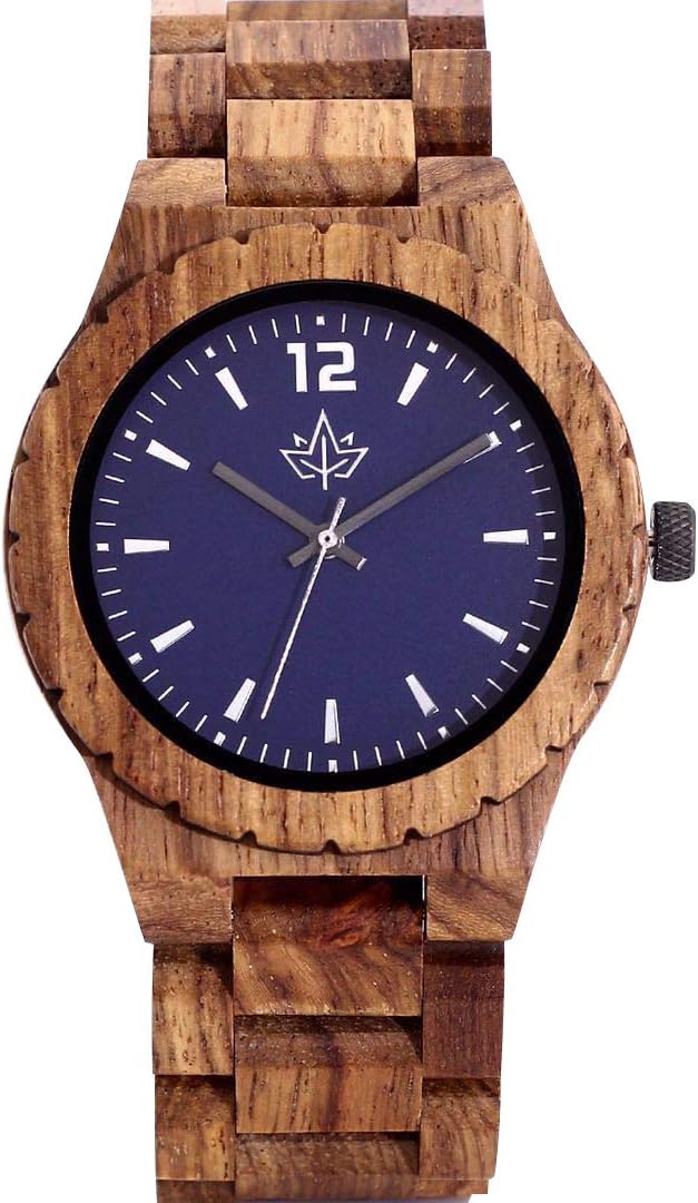 Wooden Watch for Men - Watch and Strap Made of Wood. Large Easy to Read Face. Japanese Quartz Movement. Casual and Sporty with Credit Card Holder in a Stylish Gift Box. by Wood Stadium