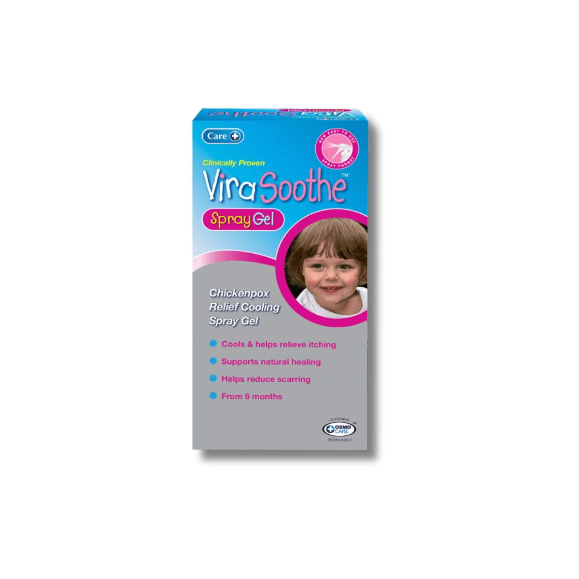 Care ViraSoothe Spray Gel 60g, Chickenpox Relief, Cools + Soothes Skin, 6+ Months, Supports Natural Healing, Helps Stop The Itch, Clinically Proven Effective Relief, Reduces Long-Term Scarring