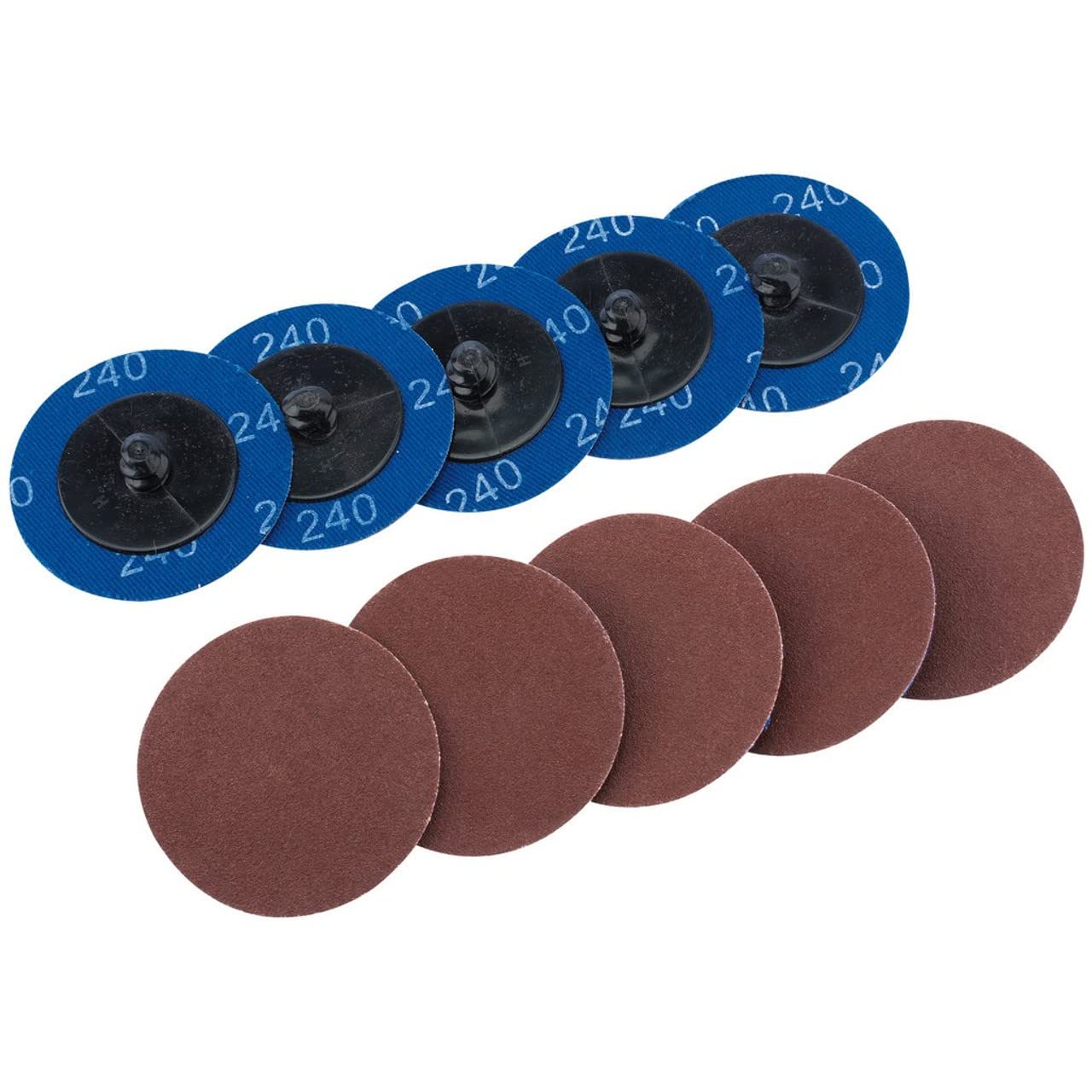 Draper SD2AB 240 Grit Aluminium Oxide Sanding Discs, Blue, 50 mm, Set of 10 Piece — image 1
