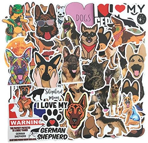 かわいい動物ジャーマンシェパード犬ステッカー 50個 ハントアウェイステッカー大人 ティーン 女の子 キッズ用 水筒 ノートパソコン 携帯電話 車 スーツケース 防水ビニールステッカー用ステッカー Keducon Com
