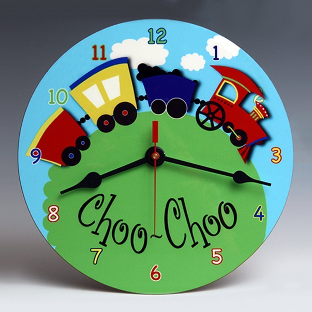 8" Round Train Wall Clock Personalize this whimsical