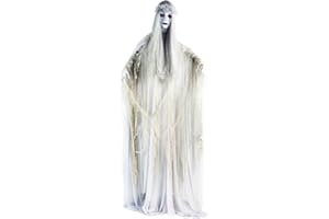 Haunted Hill Farm Life-Size Scary Ghost Bride, Halloween Animatronic with Touch Activated Lights and Sound, Battery Operated Indoor or Covered Outdoor Halloween Decorations, Creepy Halloween Prop