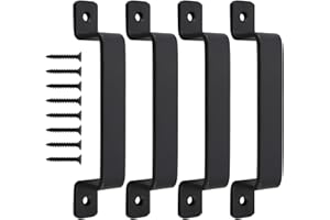 HOJLKLD 4 Pcs Sliding Barn Door Handles, 7.3 inch Black Gate Handles for Interior Outdoor Wooden Fences Garage Door Shed Closet Sheds Drawer Sliding Doors (7.3 Inch, Pack, 4)