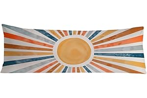 Exqcom Boho Abstract Colorful Sun Body Pillow Covers 20x54, Boho Room Decor, Retro Mid Century Modern Sunrise Sunset Long Body Pillow Case Cover with Hidden Zipper for Women Men Adults