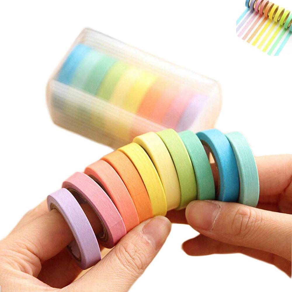 SUNTRADE 10 x Rainbow Washi Masking Tape Scrapbook DIY Sticker（Random Color）