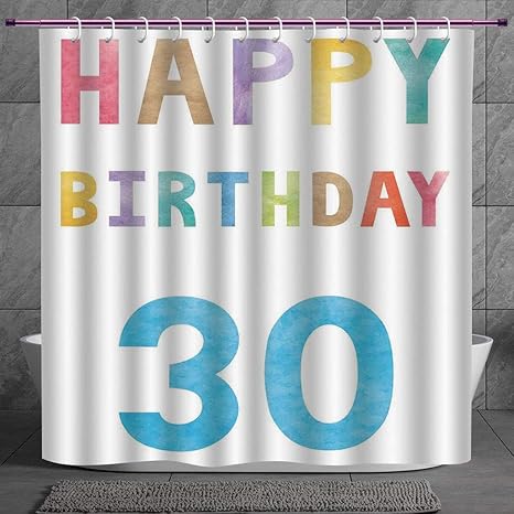 Stylish Shower Curtain 2 0 30th Birthday Decorations Happy