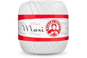 Maxi Madame Tricote Paris 100% Mercerized Cotton Yarn for Crochet and Knitting. NE 10/3 Nm 17/3 Suitable for All Crochet Techniques- Color Number 1000 Size No. 5. Bright White (Pantone 11-0601)